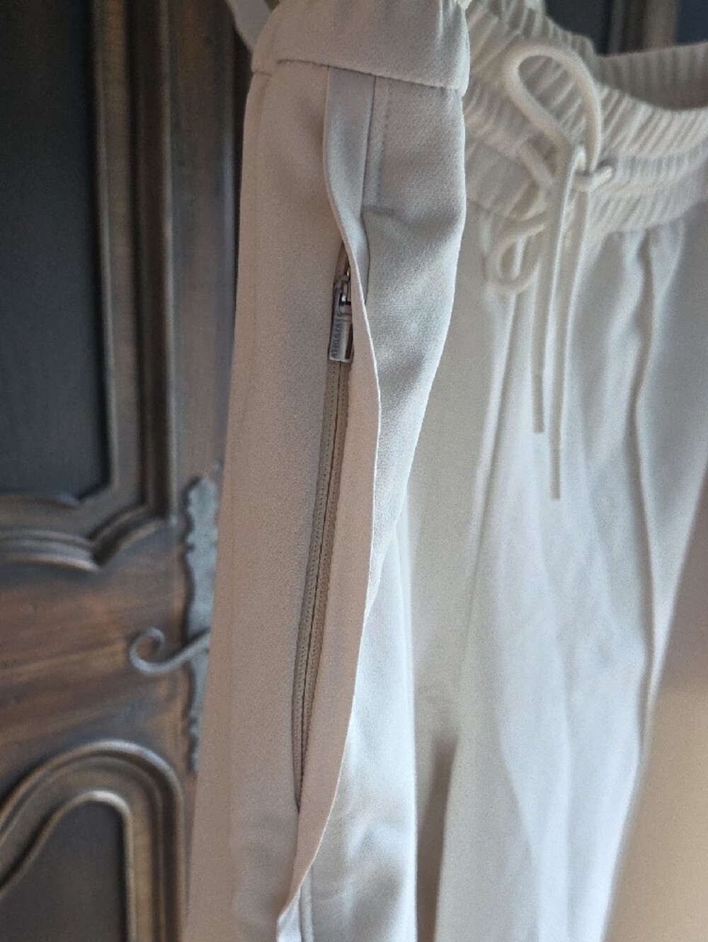 Athleta Cream Wide-Leg Drawstring Pants Size LP - Picture 4 of 5
